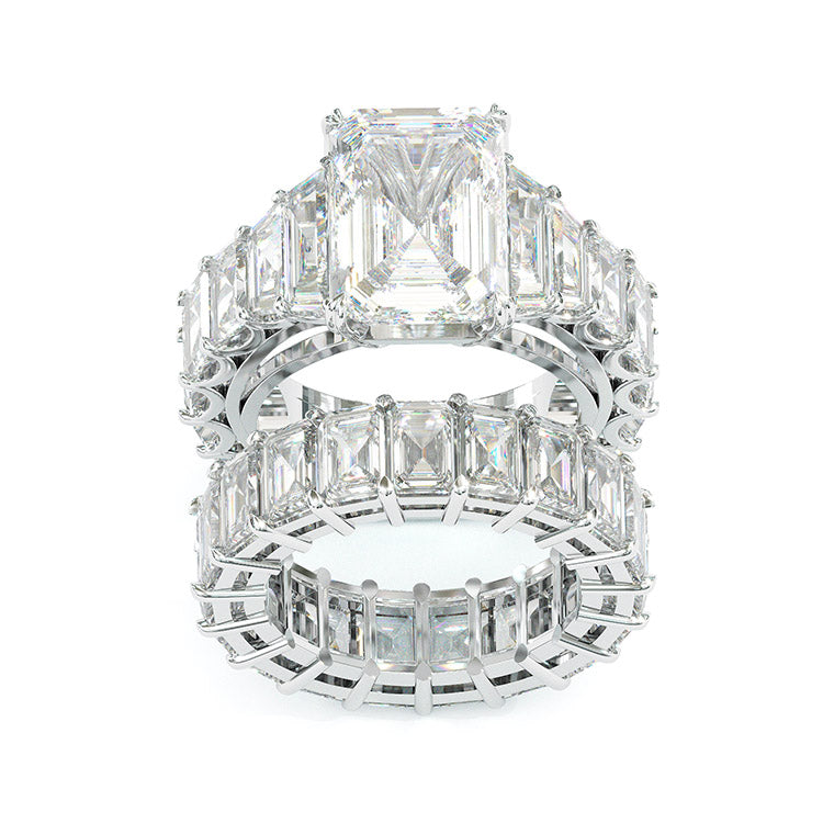 Jorrio handmade radiant cut anniversary sterling silver wedding ring bridal set