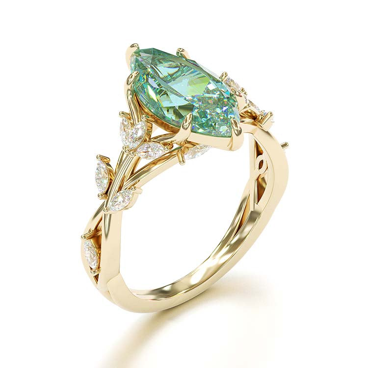 Jorrio marquise cut aquamarine diamond wedding ring sterling silver engagement ring