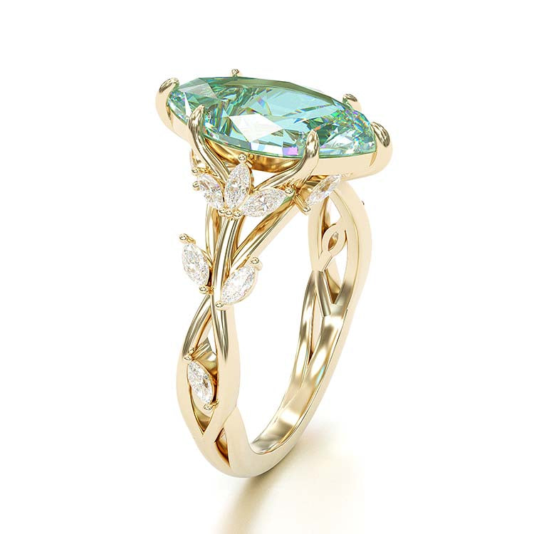 Jorrio marquise cut aquamarine diamond wedding ring sterling silver engagement ring