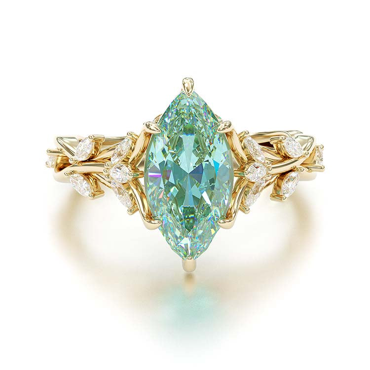 Jorrio marquise cut aquamarine diamond wedding ring sterling silver engagement ring