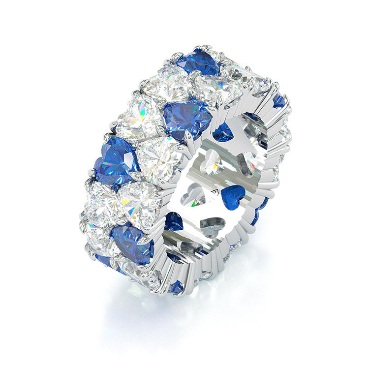 Jorrio Heart Cut Sterling Silver Wedding Eternity Women's Band