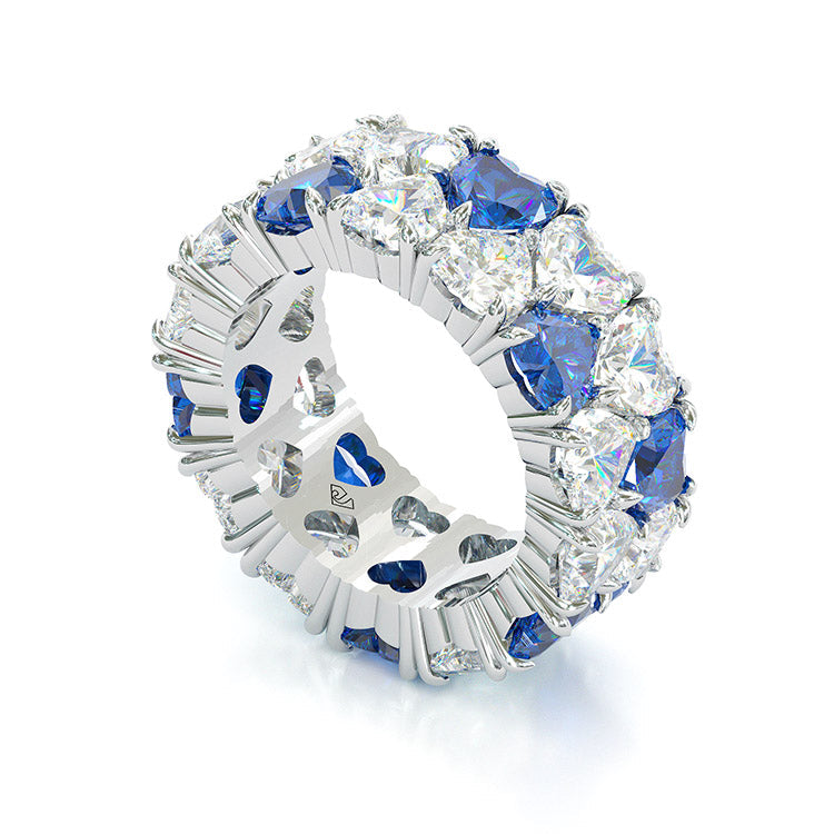 Jorrio Heart Cut Sterling Silver Wedding Eternity Women's Band