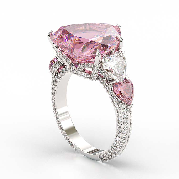 Jorrio vintage handmade heart cut created diamond sterling silver wedding ring