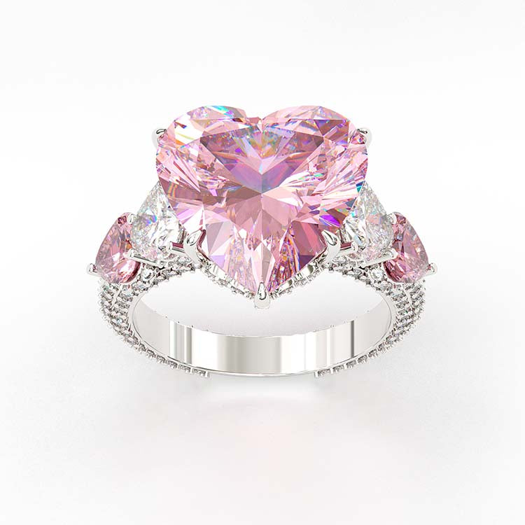 Jorrio vintage handmade heart cut created diamond sterling silver wedding ring