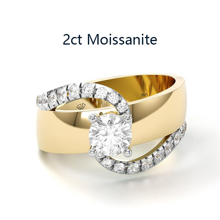 Jorrio handmade round cut Moissanite handmade classic anniversary ring wedding ring