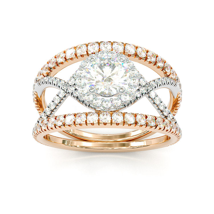 Jorrio handmade vintage round cut sterling silver split shank engagement ring wedding ring