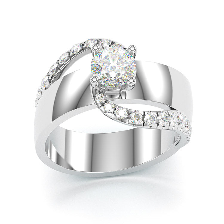 Jorrio handmade classic round cut sterling silver engagement ring wedding ring