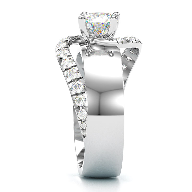 Jorrio handmade round cut Moissanite handmade classic anniversary ring wedding ring