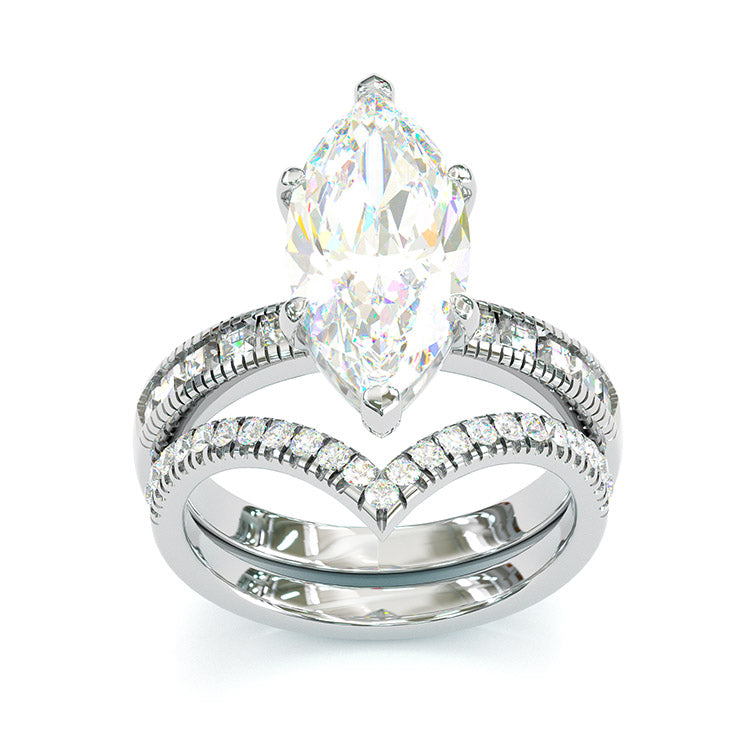 Jorrio handmade marquise cut sterling silver vintage wedding ring engagement ring