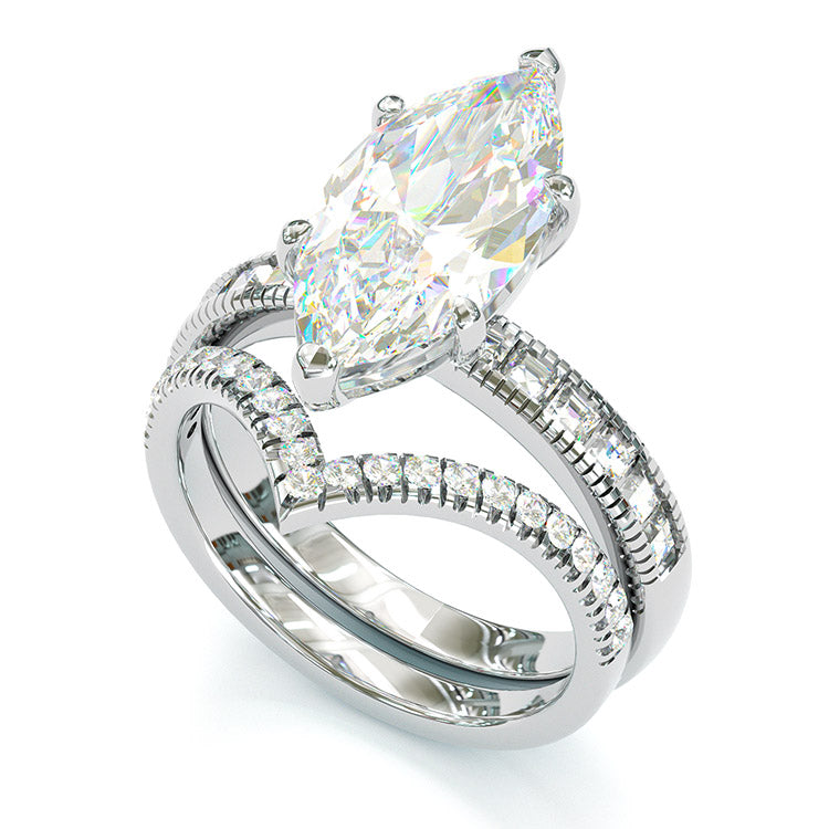 Jorrio handmade marquise cut sterling silver vintage wedding ring engagement ring