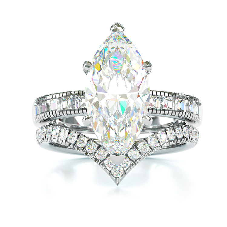 Jorrio handmade marquise cut sterling silver vintage wedding ring engagement ring