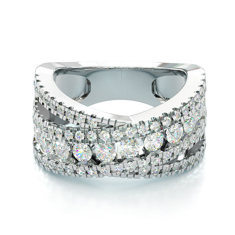Jorrio Round Cut Vintage Sterling Silver Women's Band Eternity Wedding Ring