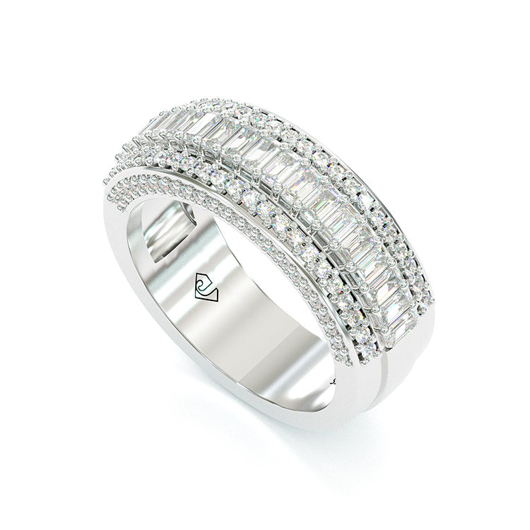 Jorrio Handmade Emerald Cut Sterling Silver Eternity Women's Band Wedding Ring