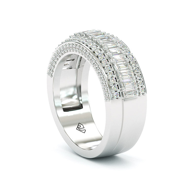 Jorrio Handmade Emerald Cut Sterling Silver Eternity Women's Band Wedding Ring