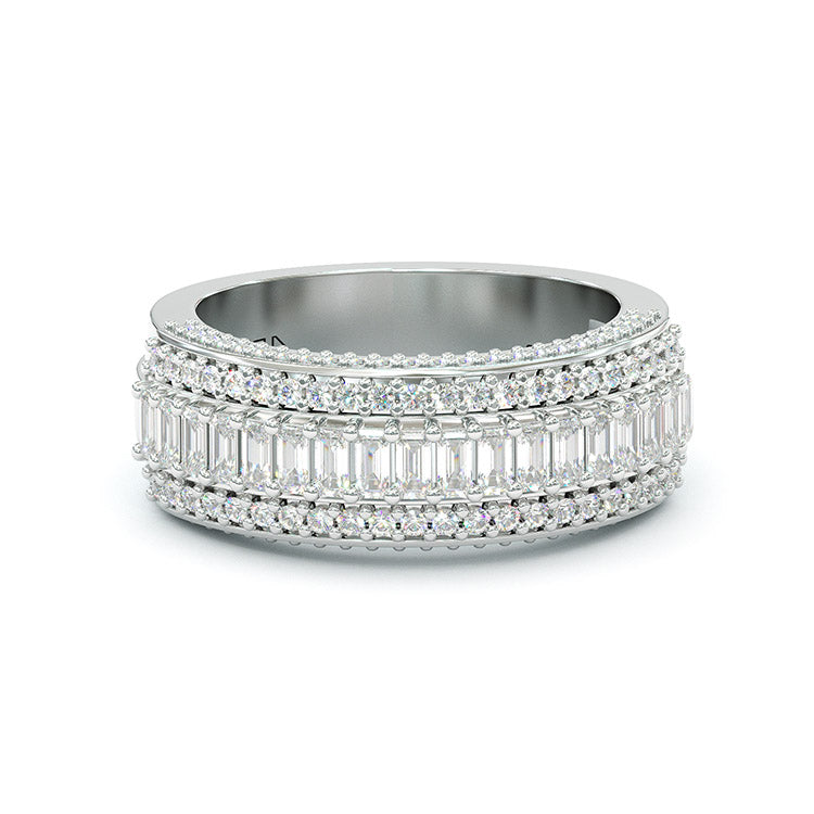Jorrio Handmade Emerald Cut Sterling Silver Eternity Women's Band Wedding Ring