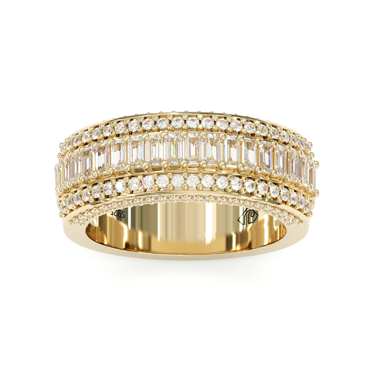 Jorrio Handmade Gold Emerald Cut Sterling Silver Eternity Women's Band Wedding Ring