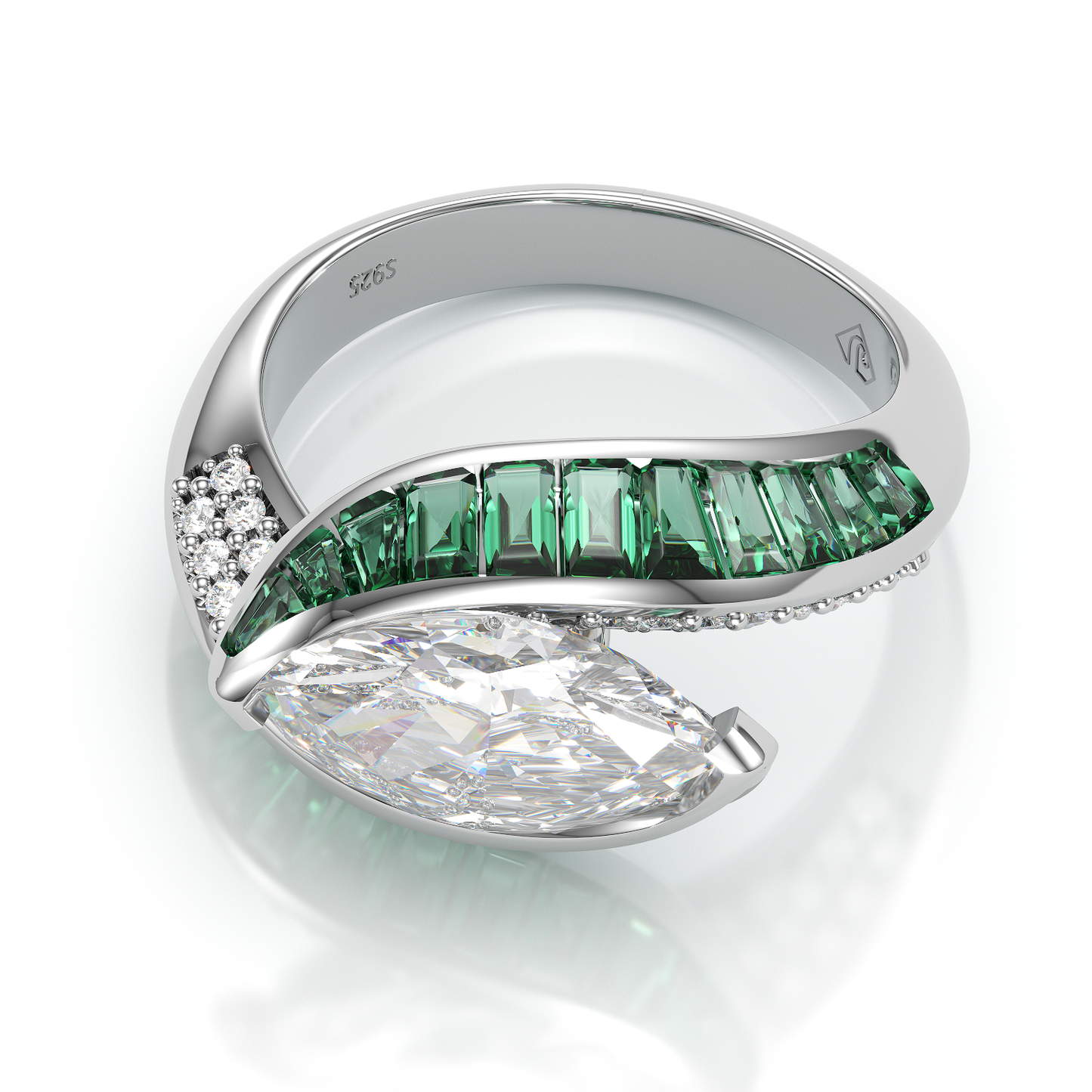 Jorrio handmade may birthstone brilliant sterling silver engagement ring