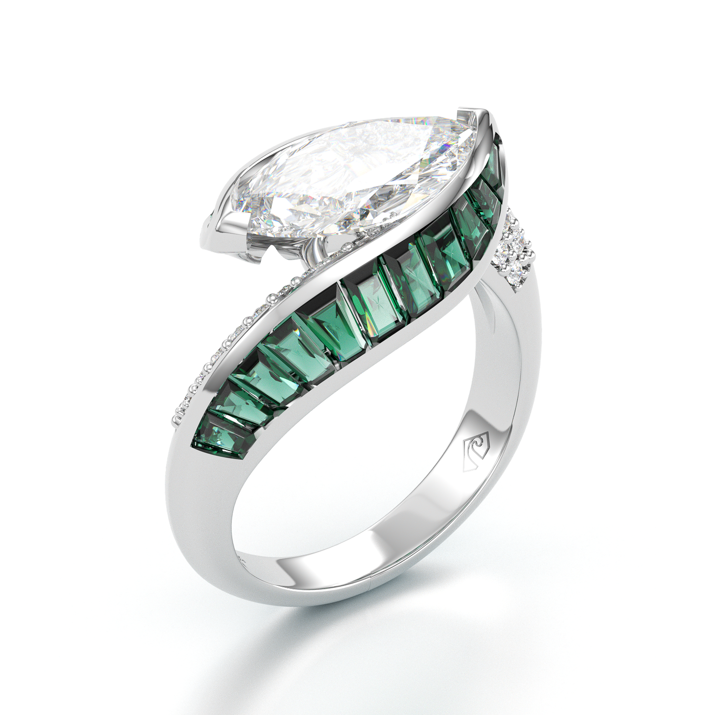 Jorrio handmade may birthstone brilliant sterling silver engagement ring