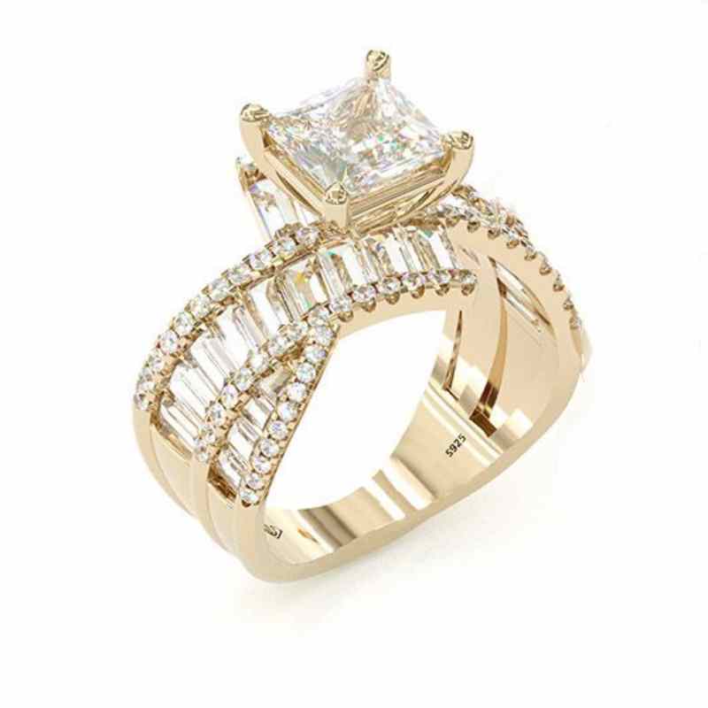 Jorrio princess cut wedding ring anniversary ring sterling silver engagement ring
