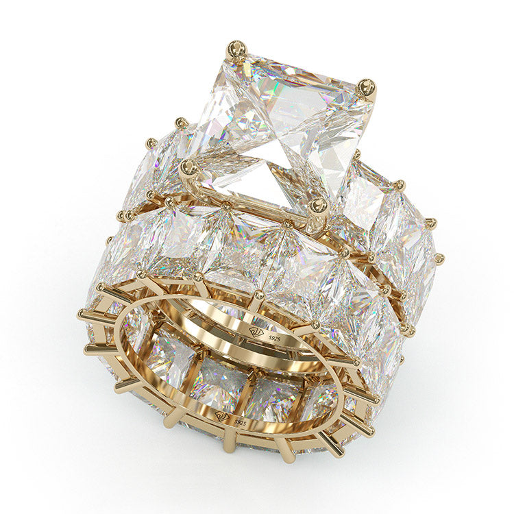 Jorrio cushion anniversary ring wedding ring gold bridal set