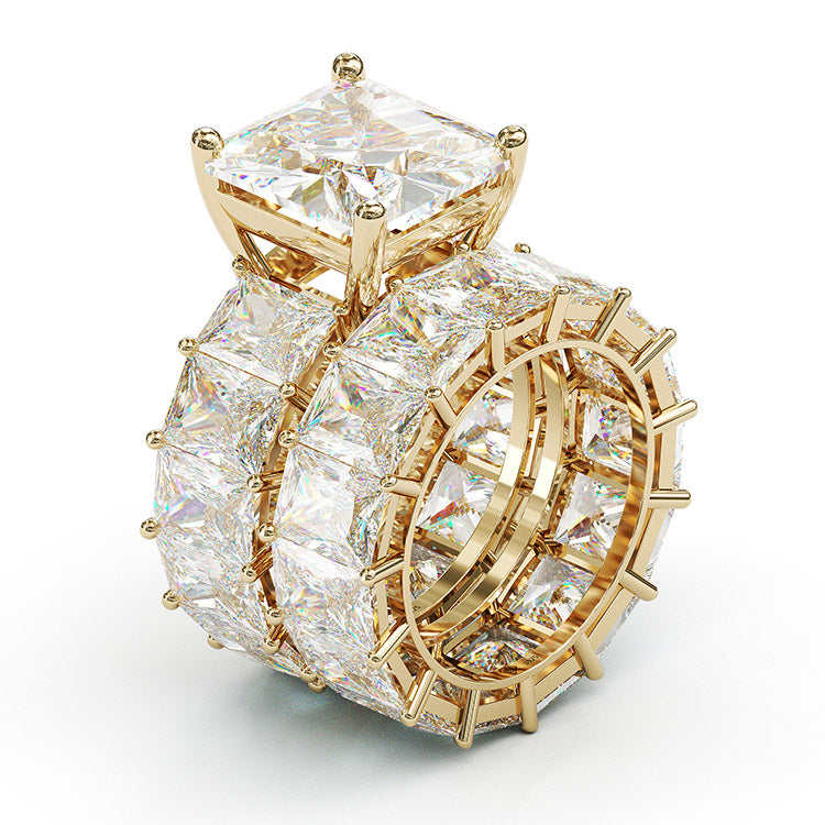 Jorrio cushion anniversary ring wedding ring gold bridal set