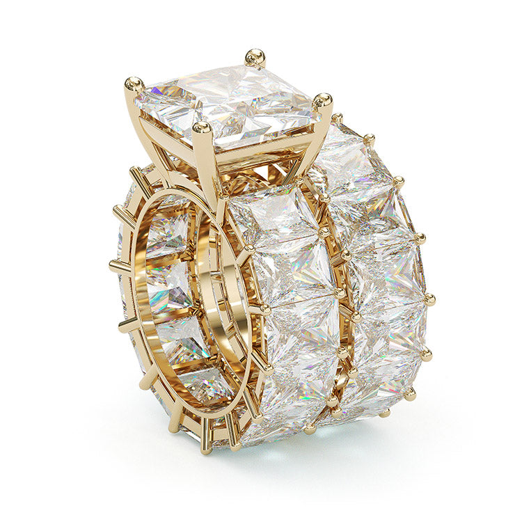 Jorrio cushion anniversary ring wedding ring gold bridal set