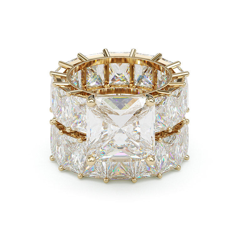 Jorrio cushion anniversary ring wedding ring gold bridal set