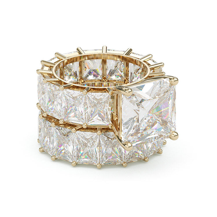 Jorrio cushion anniversary ring wedding ring gold bridal set