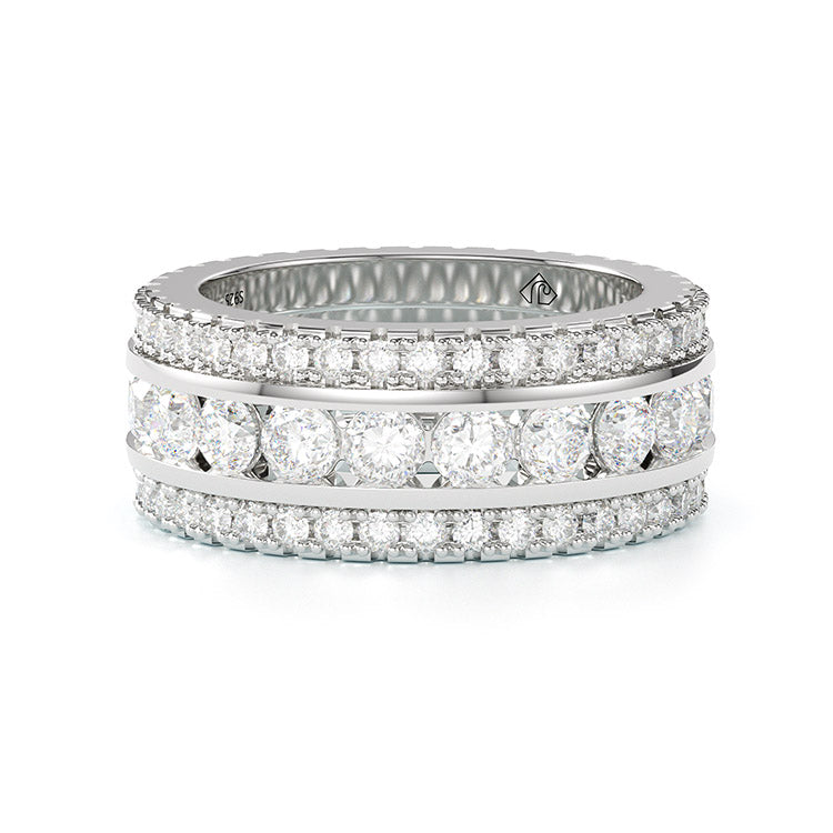 Jorrio round cut diamond sterling silver vintage women's band wedding ring