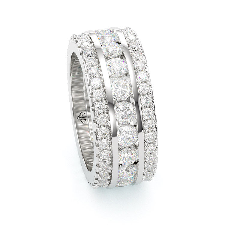 Jorrio round cut diamond sterling silver vintage women's band wedding ring