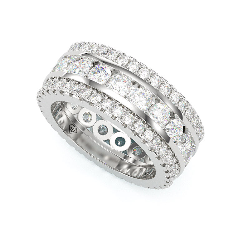 Jorrio round cut diamond sterling silver vintage women's band wedding ring