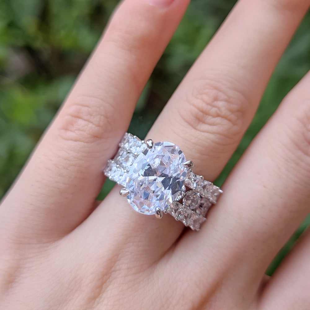 Jorrio Oval Cut Handmade Diamond Sterling Silver Engagement Ring
