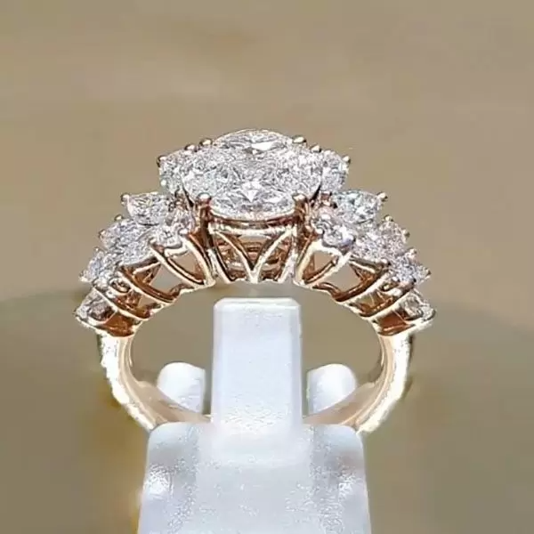 Jorrio handmade round cut flower style butterfly sterling silver engagement ring