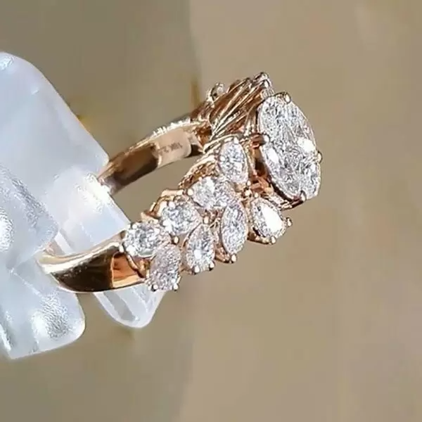 Jorrio handmade round cut flower style butterfly sterling silver engagement ring
