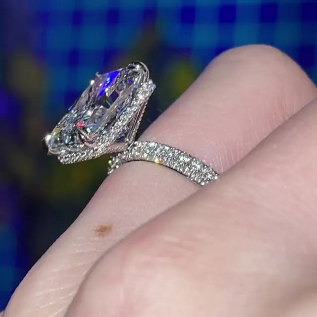 Jorrio Handmade Radiant Cut Diamond Sterling Silver Engagement Ring