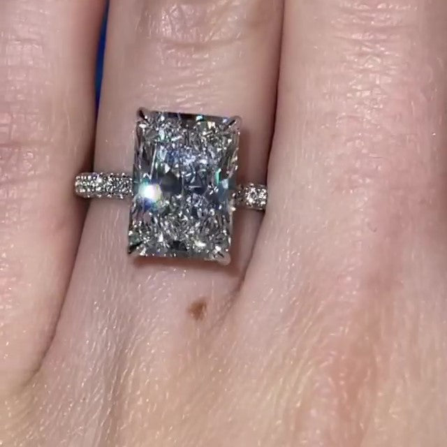 Jorrio Handmade Radiant Cut Diamond Sterling Silver Engagement Ring