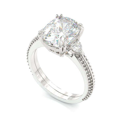 Jorrio handmade 10 ct cushion cut halo sterling silver diamond engagement ring