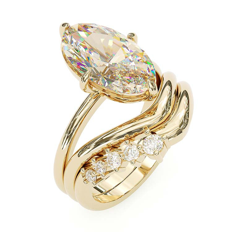 Jorrio handmade 5ct champagne oval cut brilliant sterling silver wedding bridal ring set