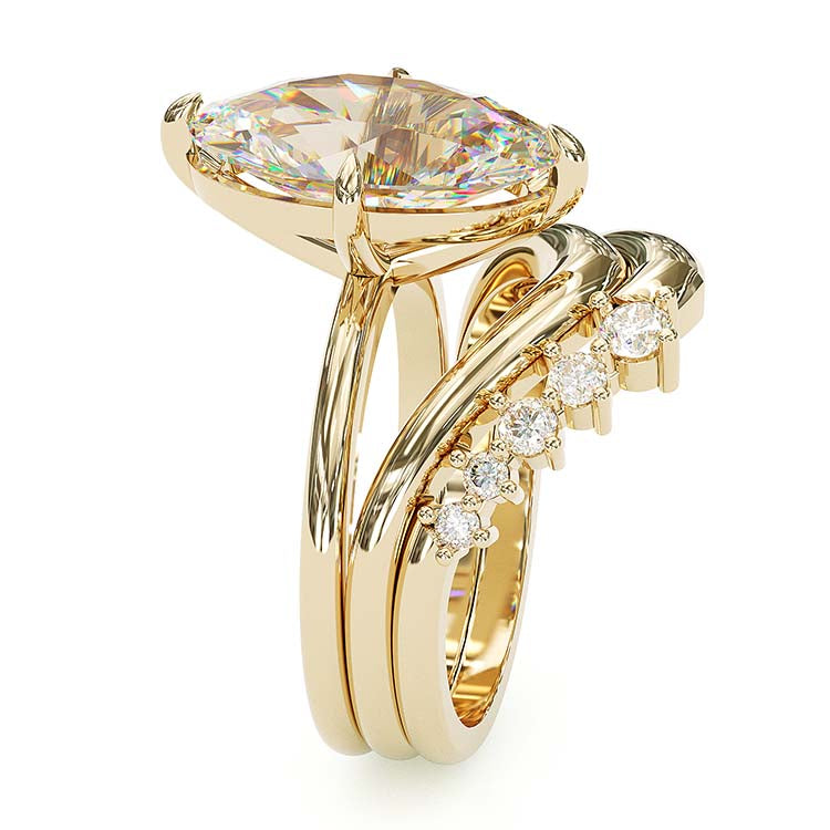 Jorrio handmade 5ct champagne oval cut brilliant sterling silver wedding bridal ring set