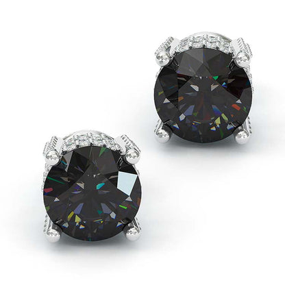 Jorrio handmade balck 2ct round cut classic sterling silver earrings