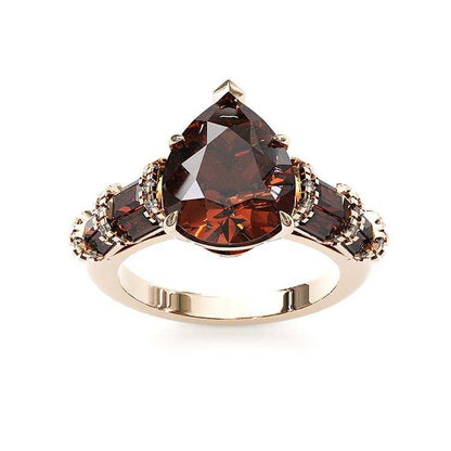 Jorrio handmade 4 ct D coffee pear cut vintage sterling silver engagement ring