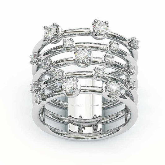 Jorrio handmade white round cut multi row vintage women's band ring