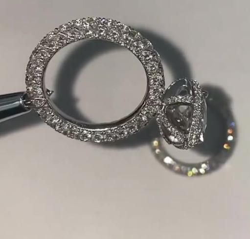 Jorrio handmade pear cut created diamond wedding ring sterling silver bridal set