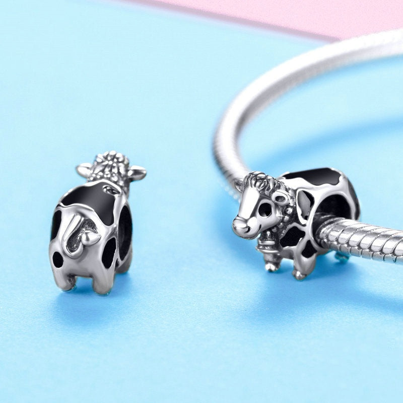 Jorrio Cute Animal Moe Cow Sterling Silver Charm