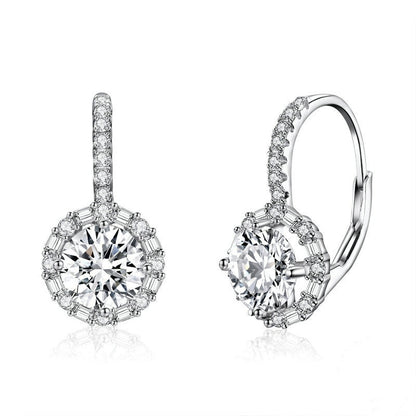 Jorrio Sparkling Round Halo Sterling Silver Earrings