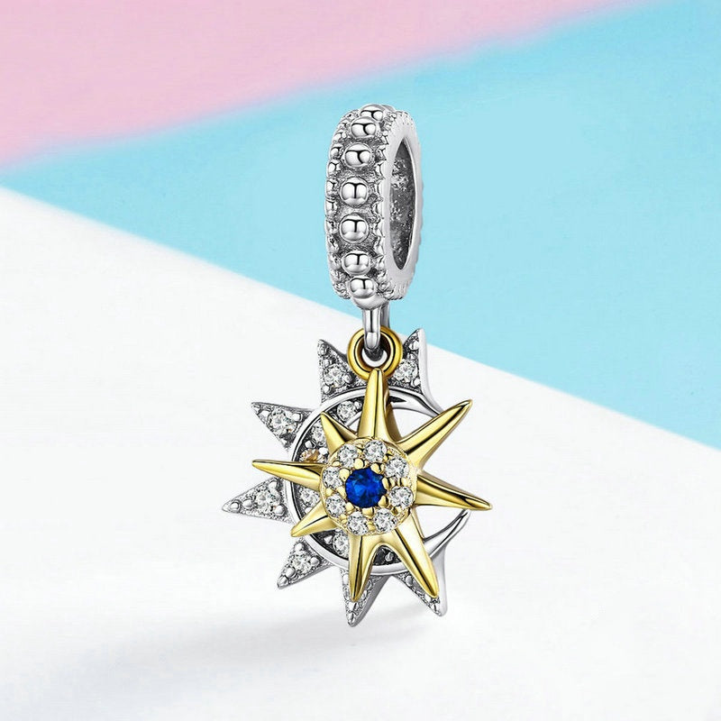 Jorrio Fashionable three-dimensional double sun Sterling Silver Charm