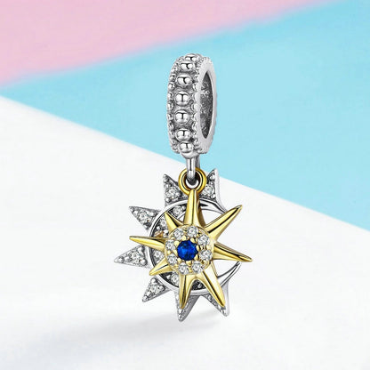 Jorrio Fashionable three-dimensional double sun Sterling Silver Charm