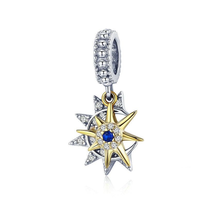 Jorrio Fashionable three-dimensional double sun Sterling Silver Charm