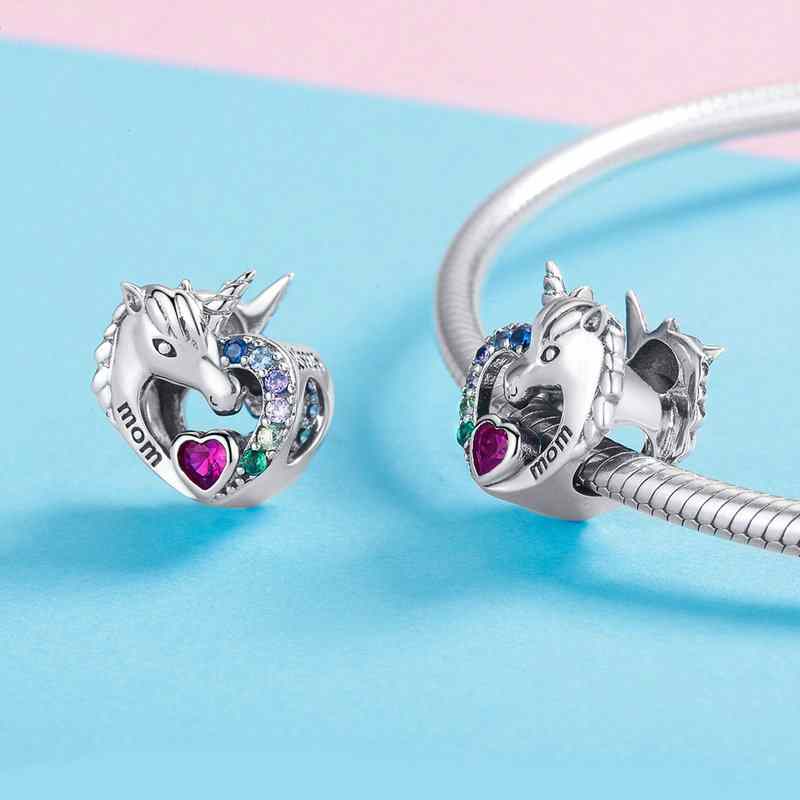 Jorrio handmadde heart Unicorn sterling silver charms