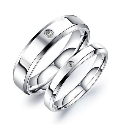 Jorrio Handmade Round Cut Titanium Simple Band Set Couple Rings